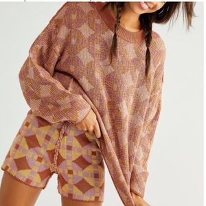 Free People Malibu Patterned Set BNWT XS SOLD OUT in Yellow Brick Cozy Cute 💗✌️